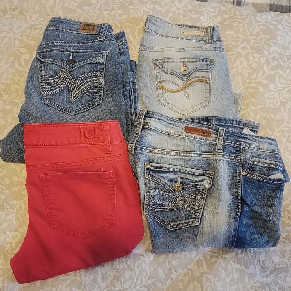 Lei Junior Sz 9  Blue and Red Jeans Collection 4 Pair Bundle